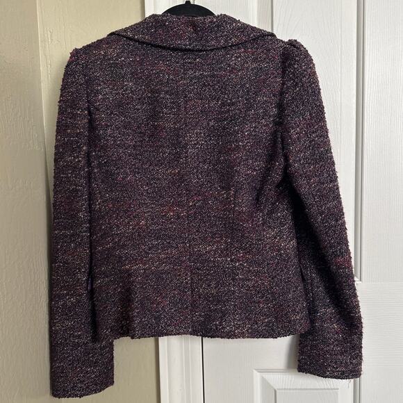 Etro Milano Blazer Purple Tweed Wool Blend Two Button Closure Jacket - Picture 3 of 7